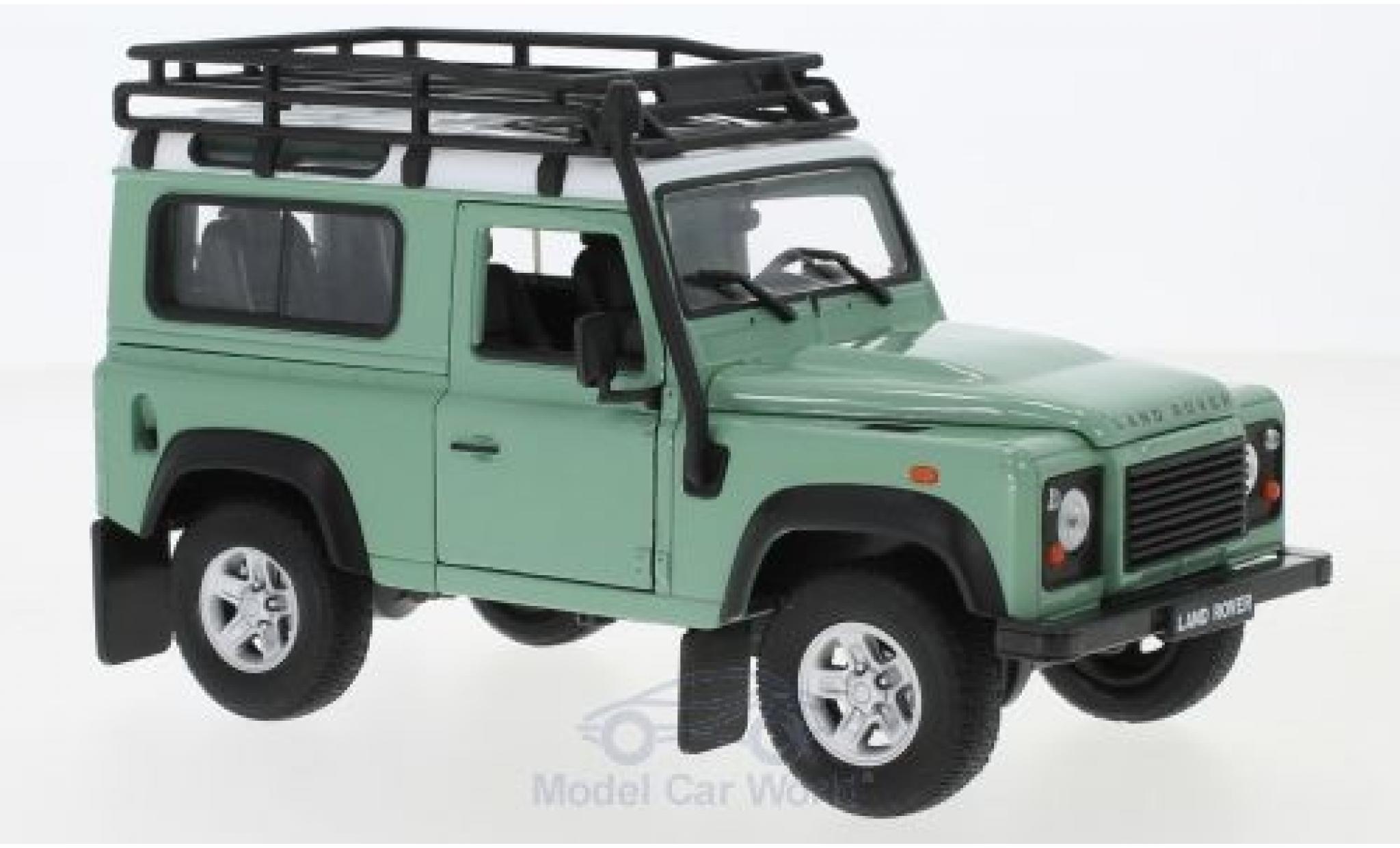Land Rover Defender 1/24 Welly groen/wit mit Dachgep&auml;cktr&auml;ger modelauto