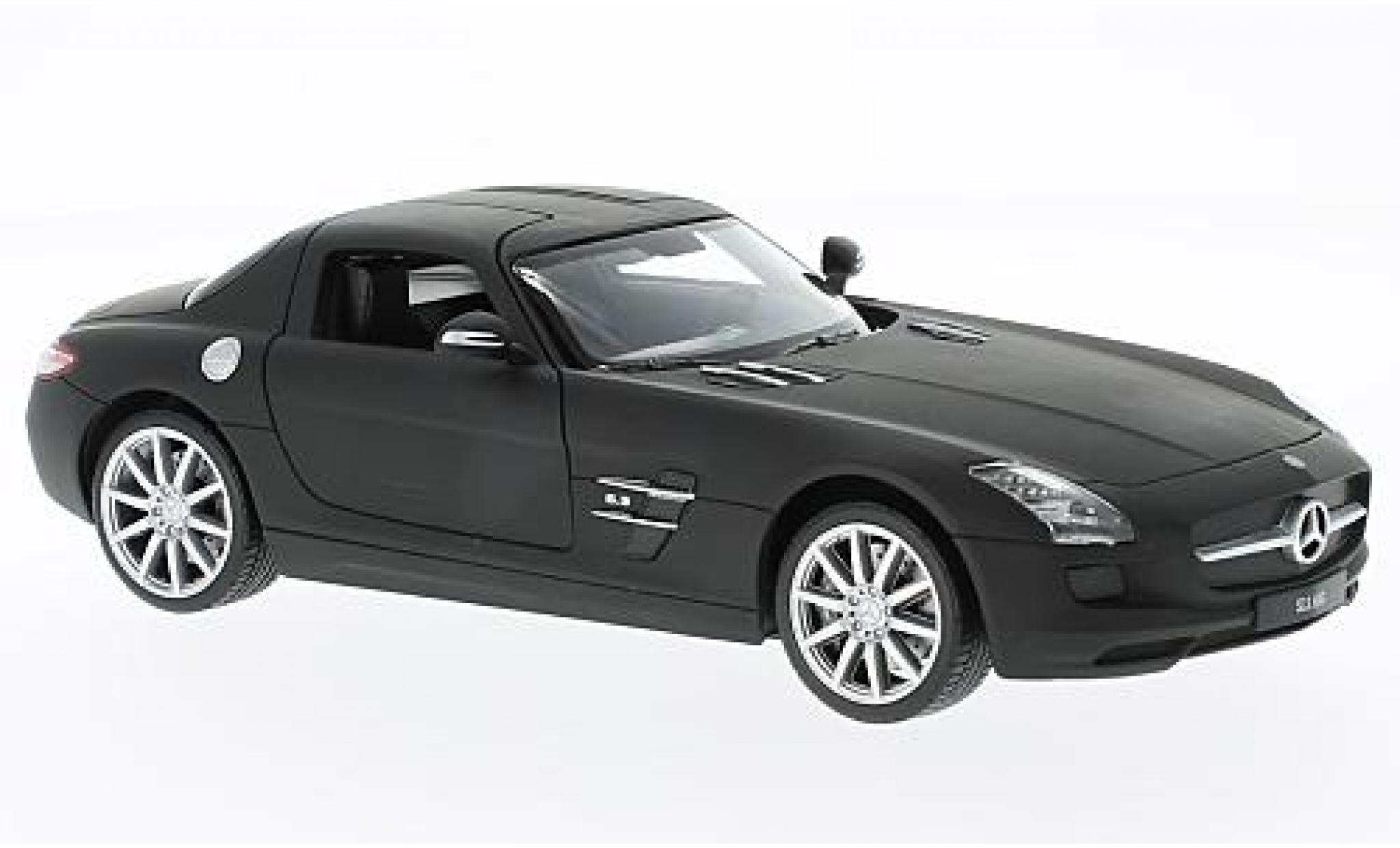 Mercedes SLS 1/24 Welly AMG (C197) matt-zwart sans Vitrine modelauto