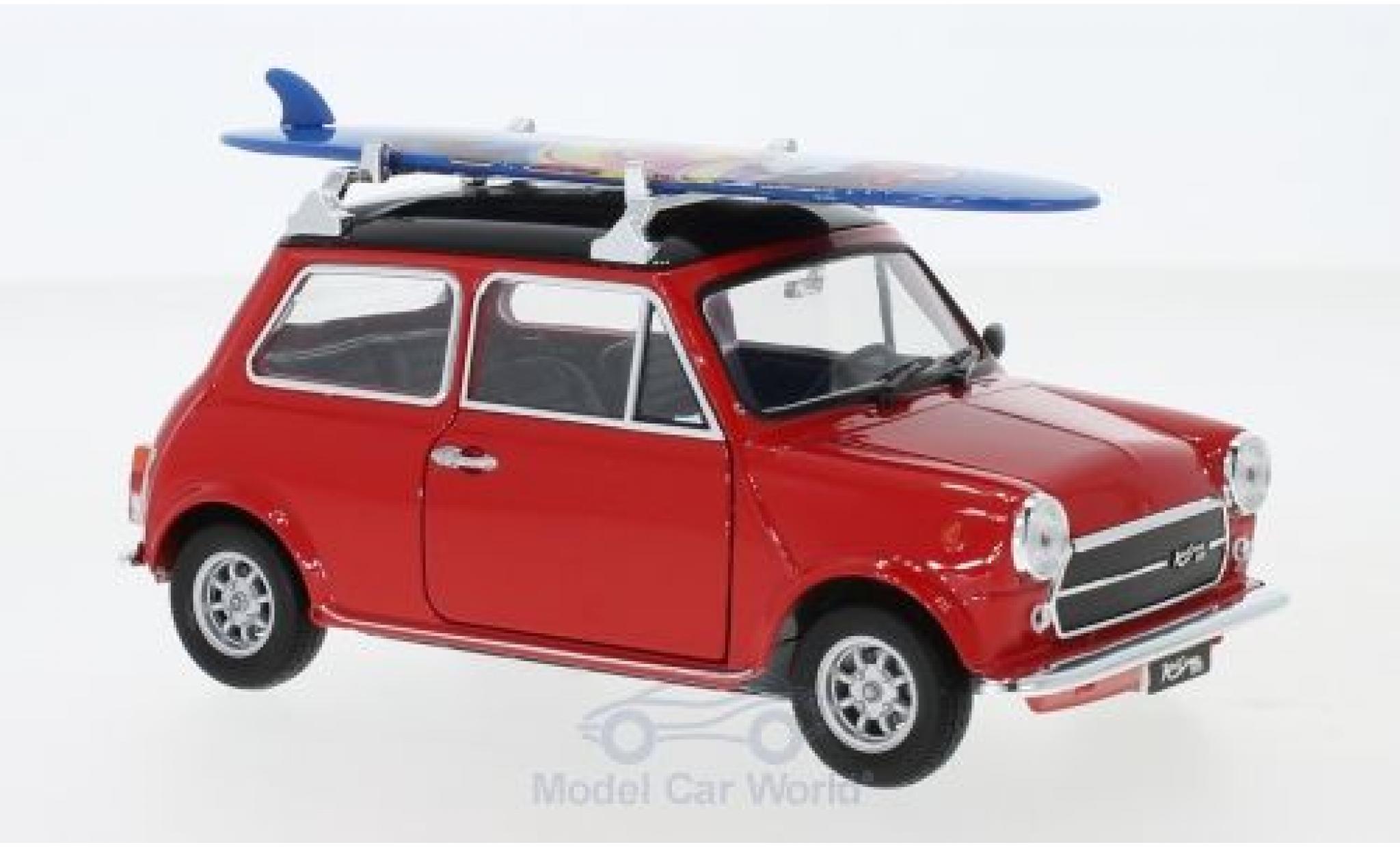 Mini Cooper 1/24 Welly 1300 rood/zwart 1974 mit Surfboard modelauto