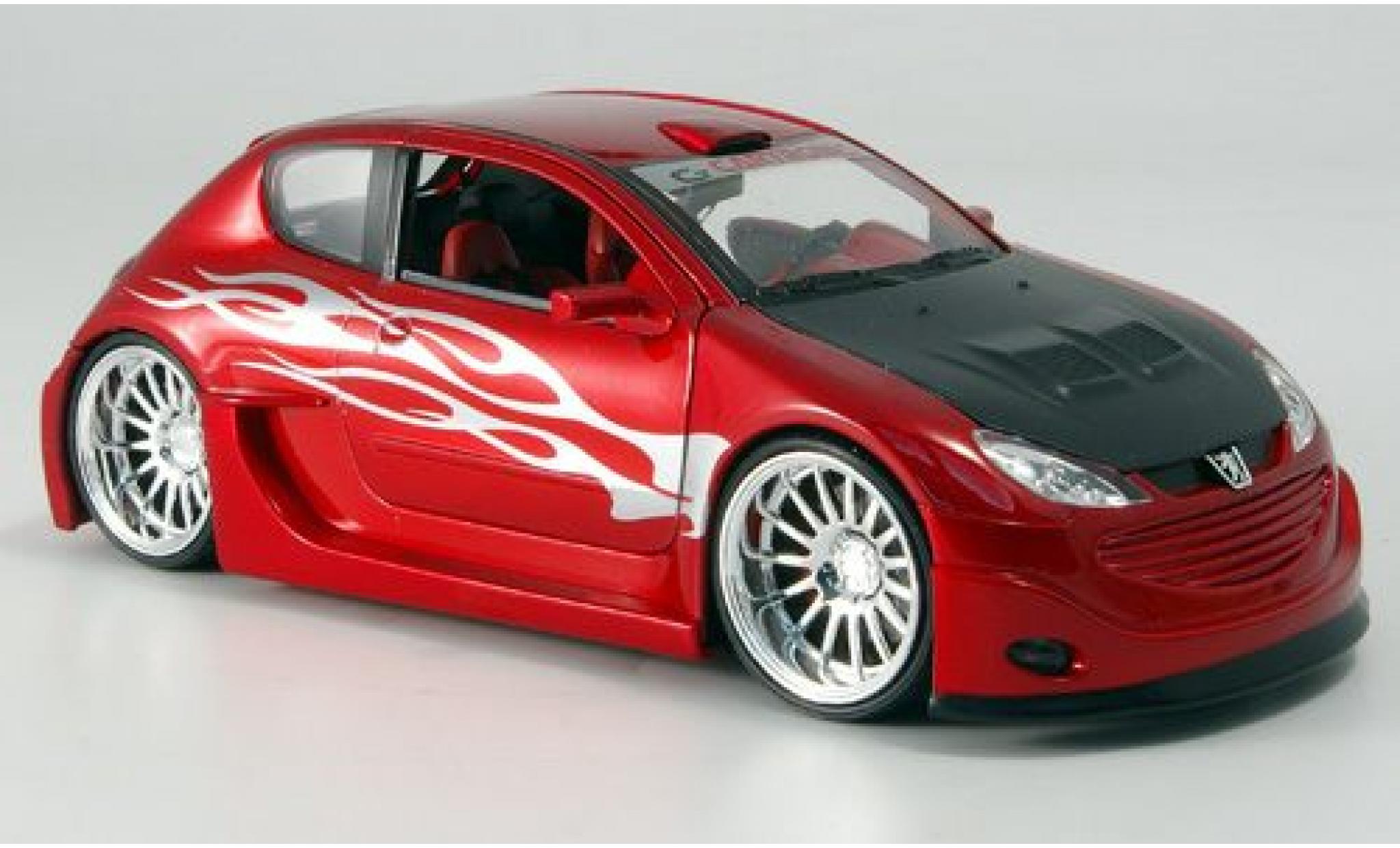 Peugeot 206 1/24 Welly metallic rood/Dekor sans Vitrine modelauto