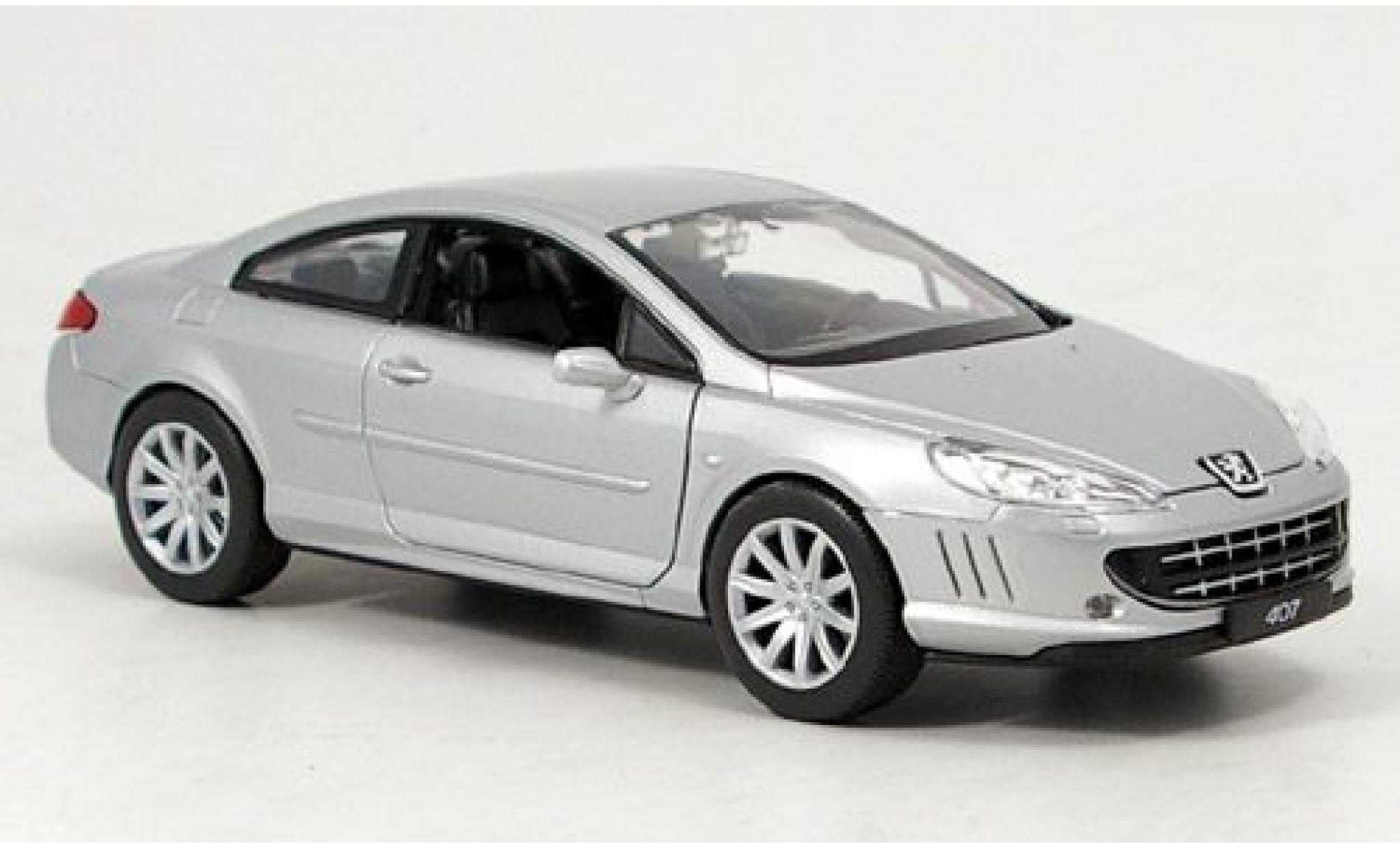 Peugeot 407 1/24 Welly Coupe grijs sans Vitrine modelauto