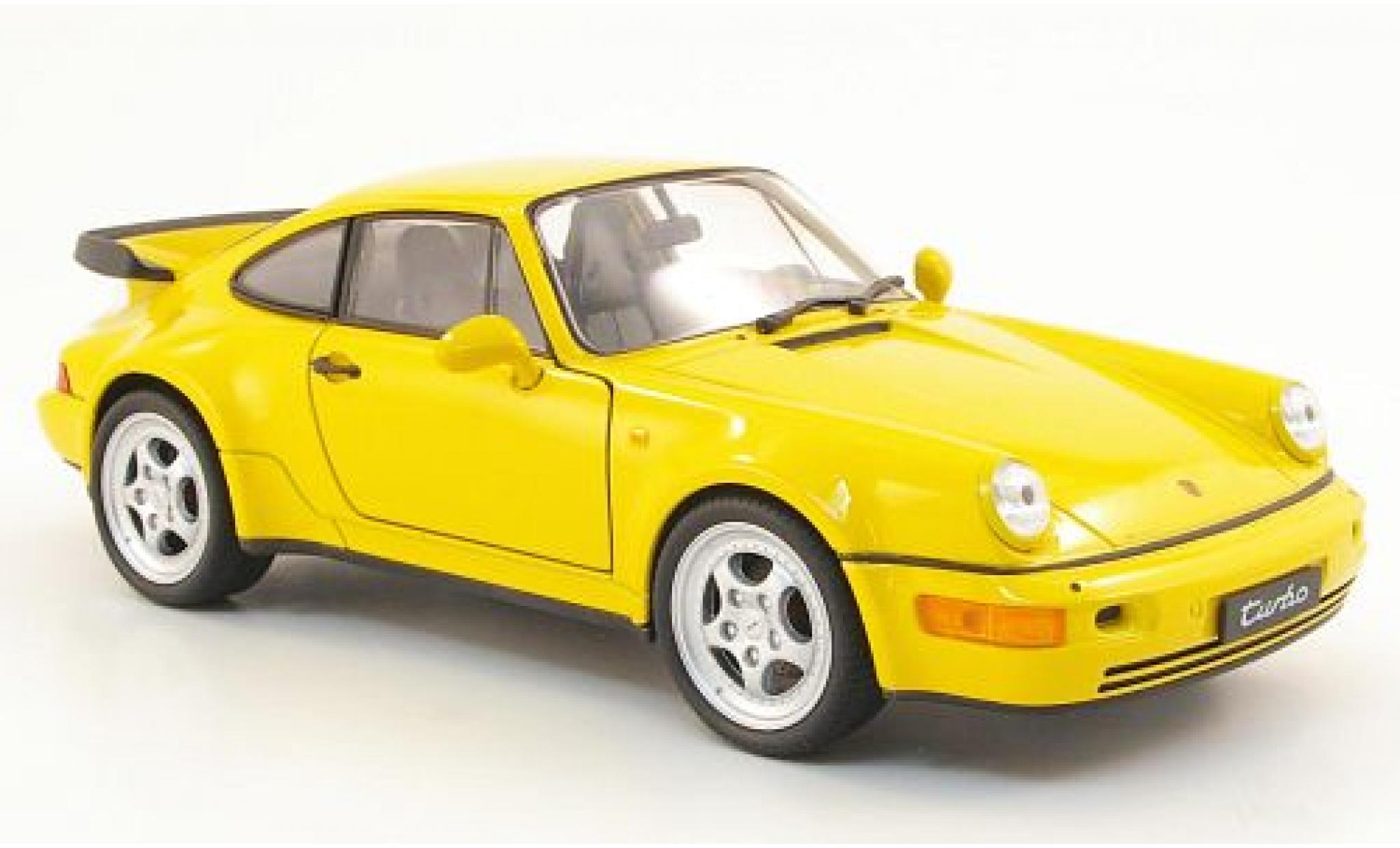 Porsche 964 Turbo 1/24 Welly 911  geel 1:24 modelauto