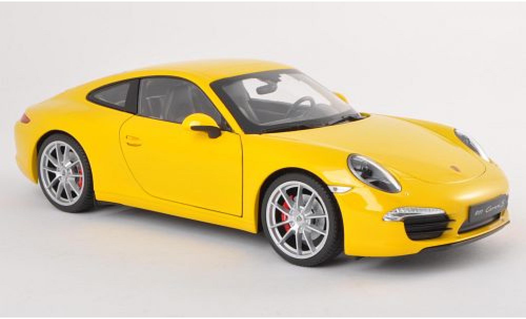 Porsche 991 S 1/18 Welly 911  Carrera geel 1:18 modelauto