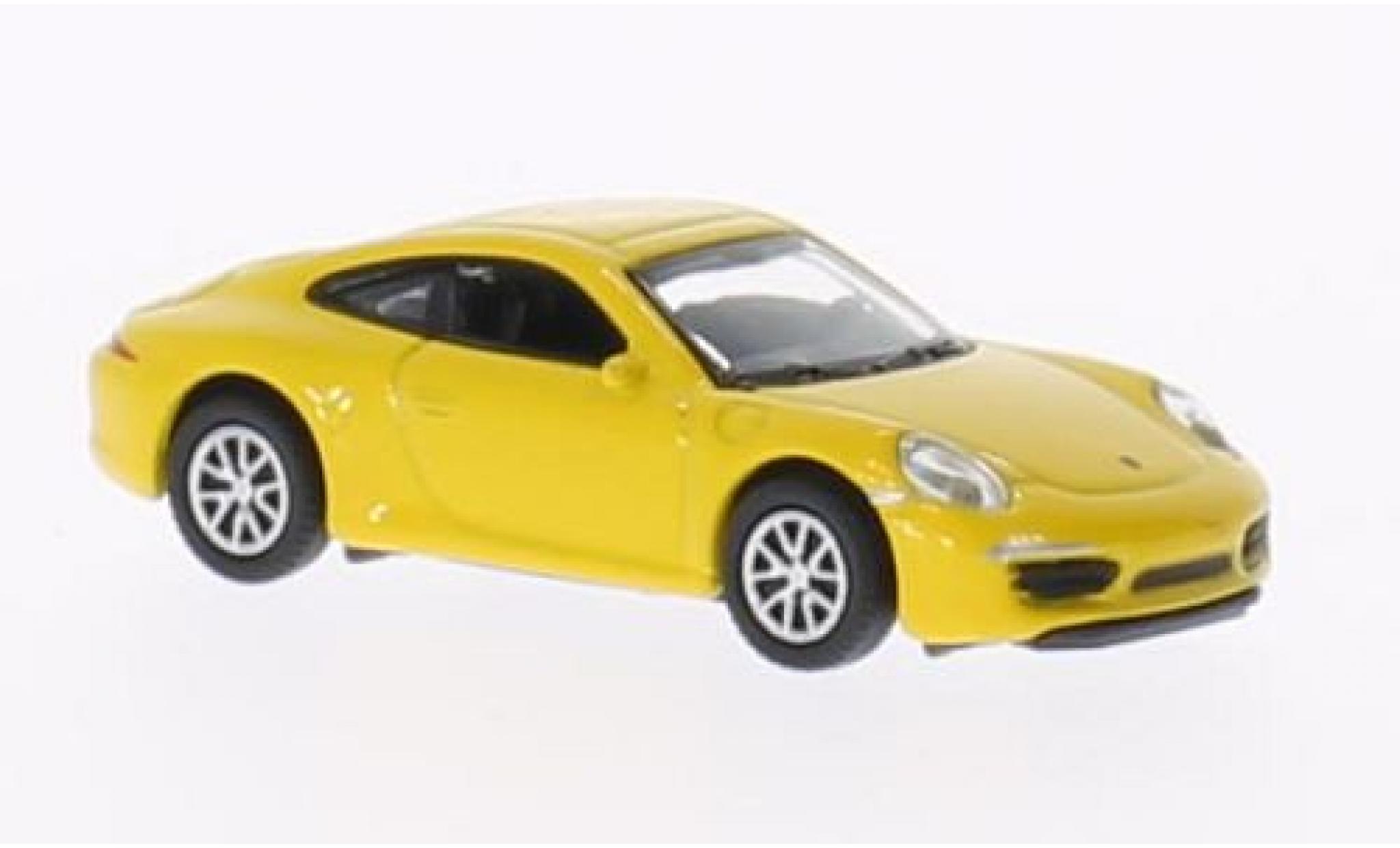 Porsche 991 S 1/87 Welly 911  Carrera geel 1:87 modelauto