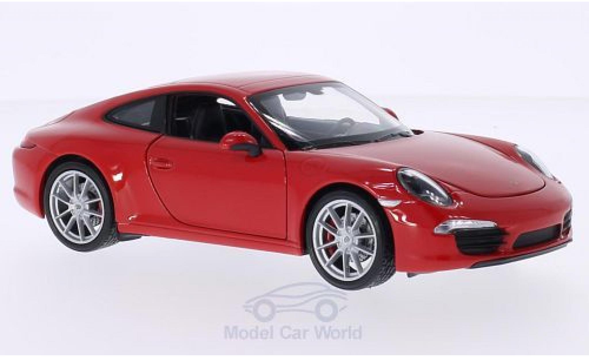 Porsche 991 S 1/18 Welly 911 () Carrera S rood modelauto