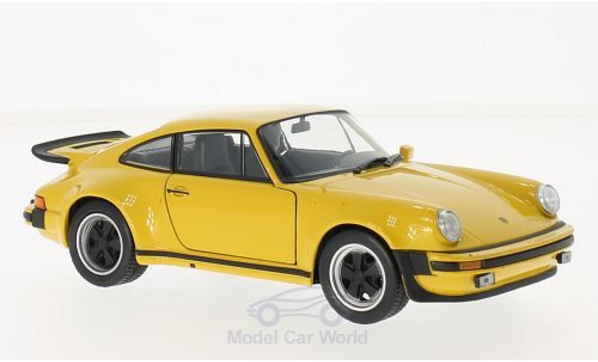 Porsche 930 Turbo 1/24 Welly 911 Turbo 3.0 geel 1974 modelauto