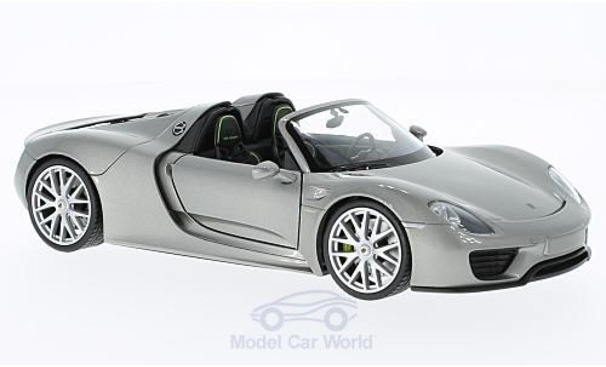 Porsche 918 1/24 Welly Spyder grijs offen modelauto