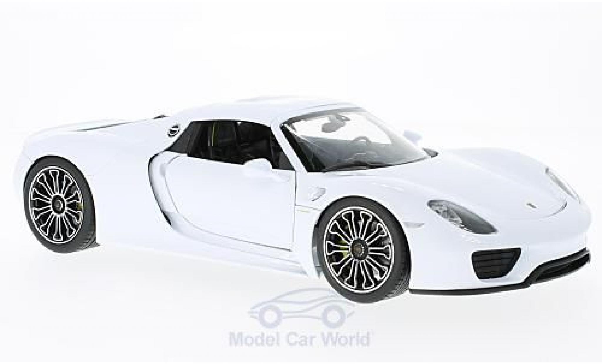 Porsche 918 1/18 Welly Spyder wit/zwart 2011 Hard Top ohne Vitrine modelauto