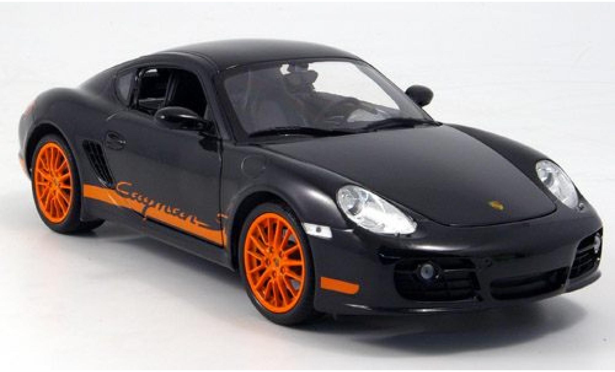 Porsche Cayman S 1/18 Welly zwart/oranje 2007 1:18 modelauto