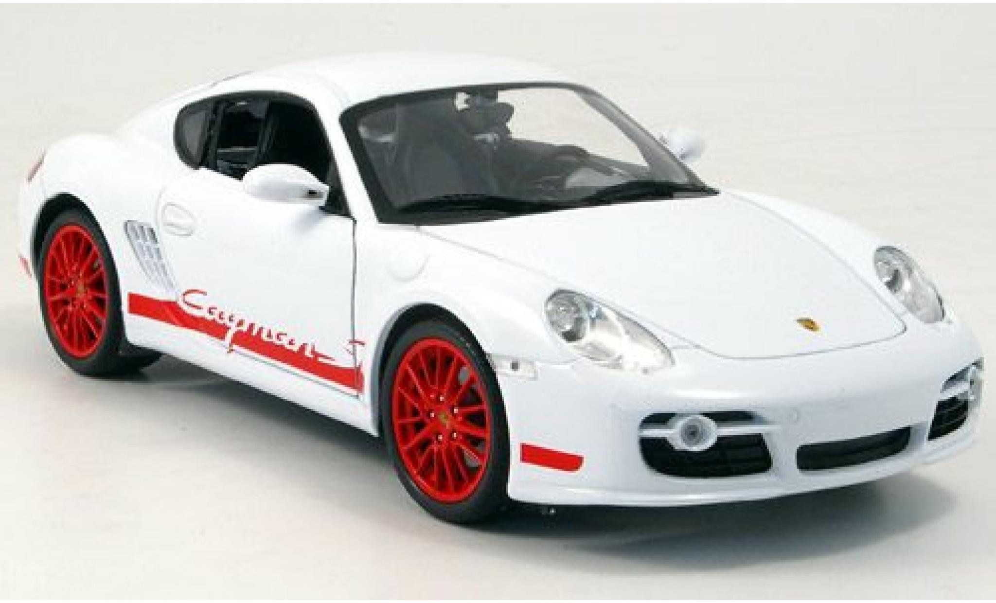 Porsche Cayman S 1/18 Welly wit/rood 2007 1:18 modelauto