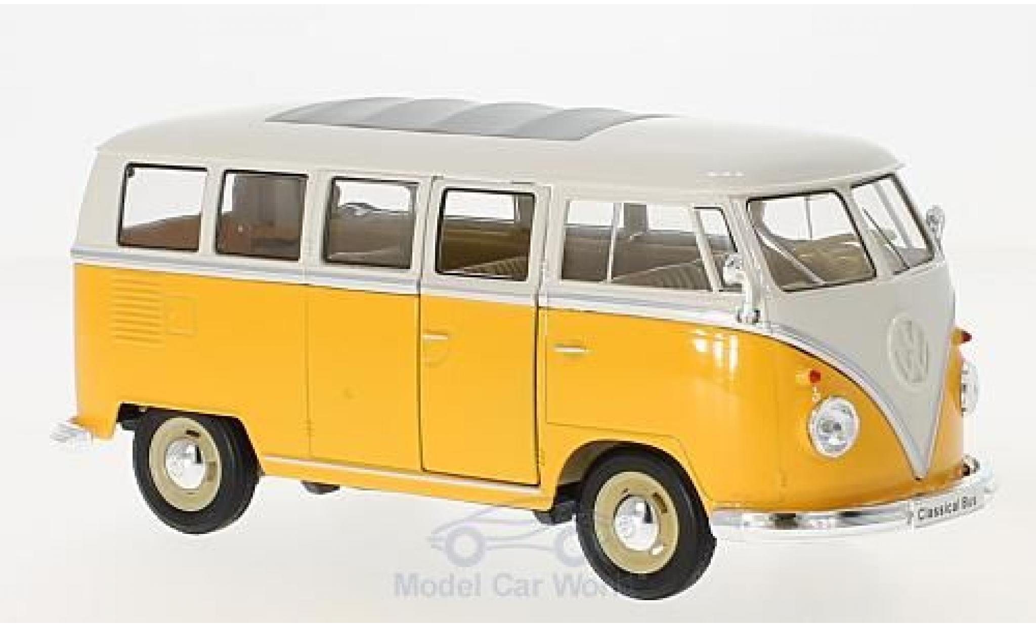 Volkswagen T1 B 1/24 Welly Bus geel/wit 1963 modelauto
