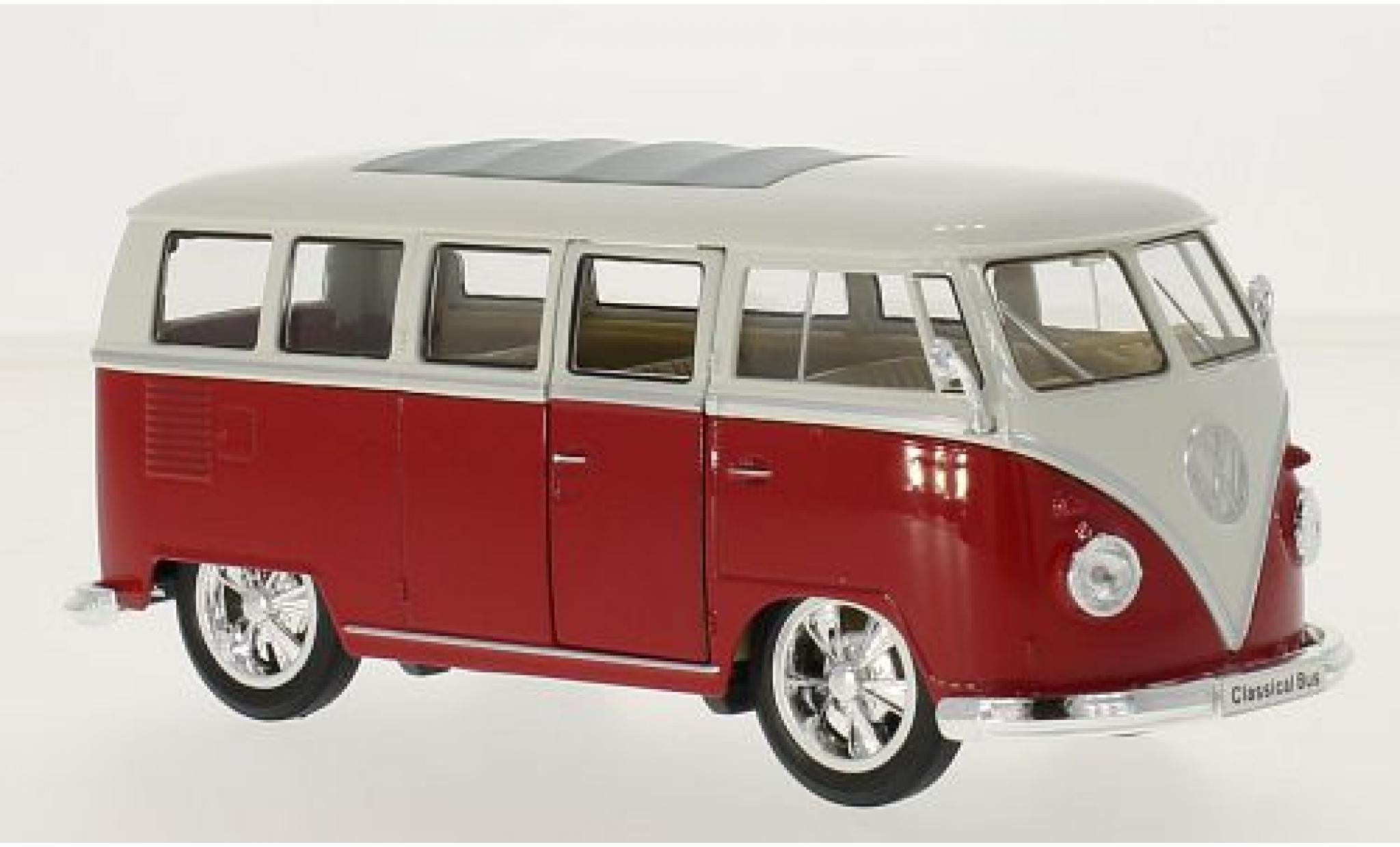 Volkswagen T1 1/24 Welly Bus Low Rider rood/wit 1963 modelauto