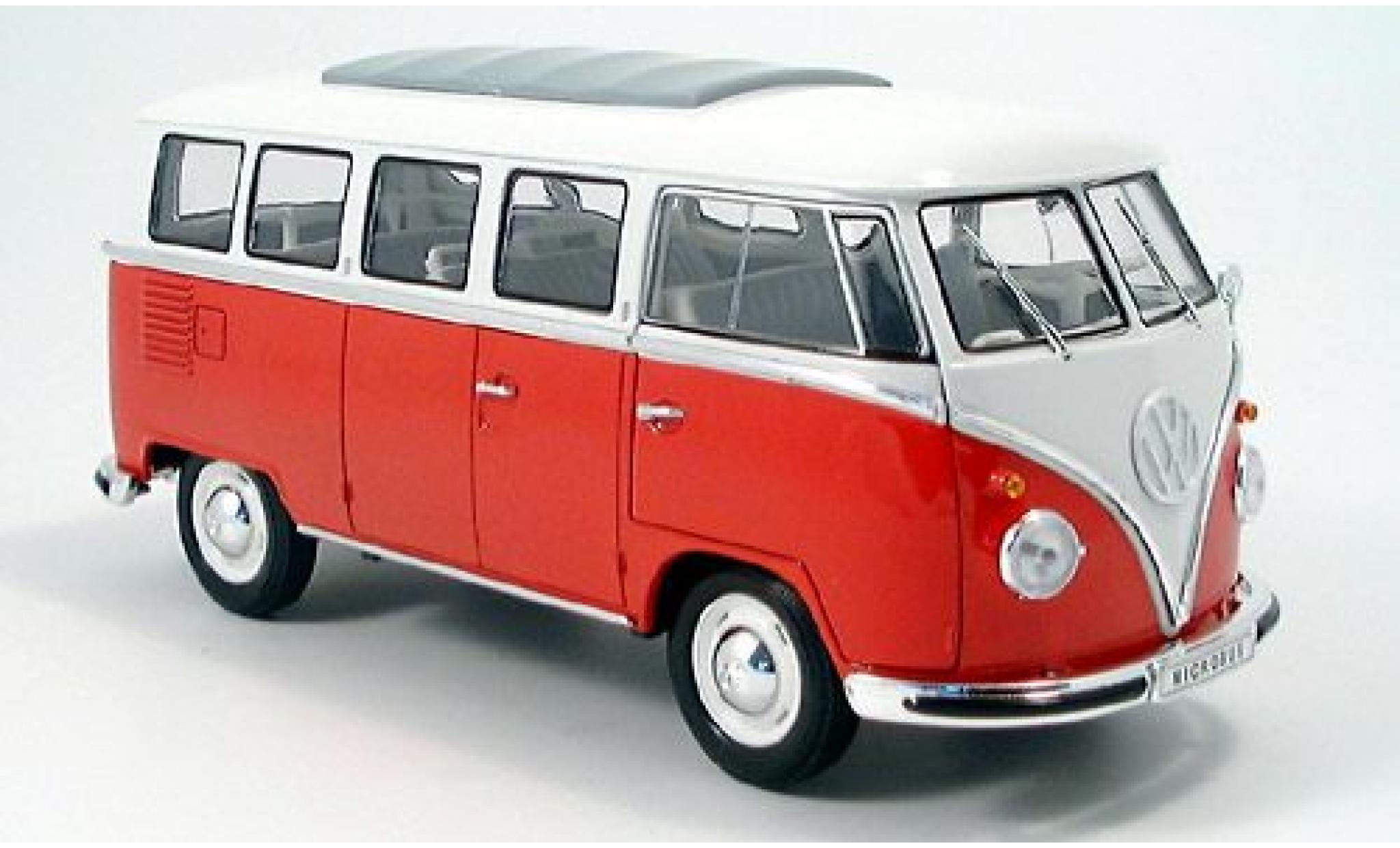 Volkswagen T1 1/18 Welly Bus rood/wit 1962 modelauto