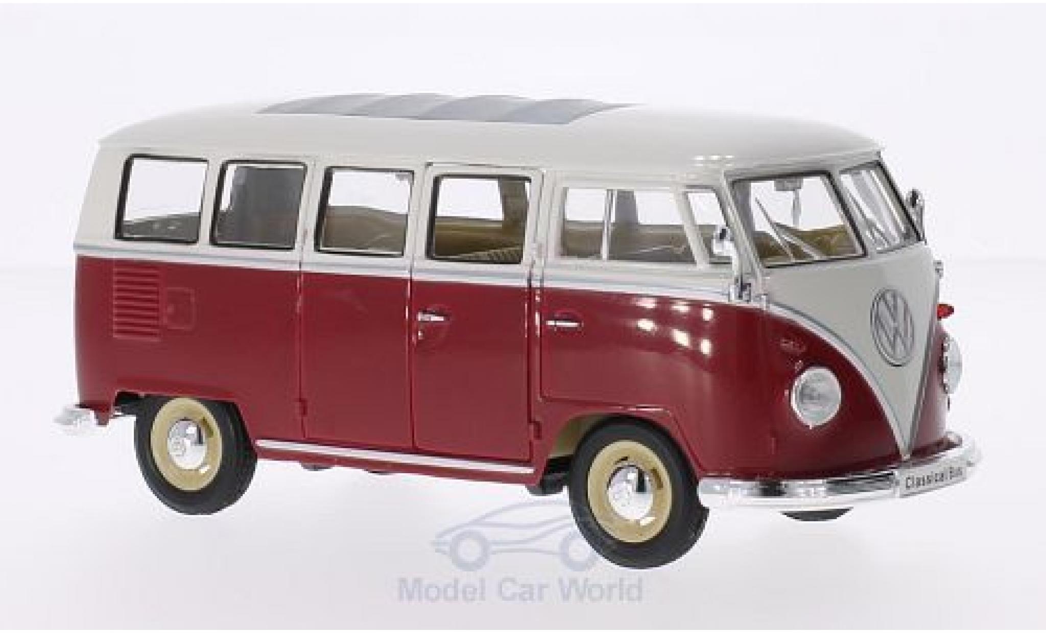 Volkswagen T1 B 1/24 Welly Bus rood/wit 1963 modelauto