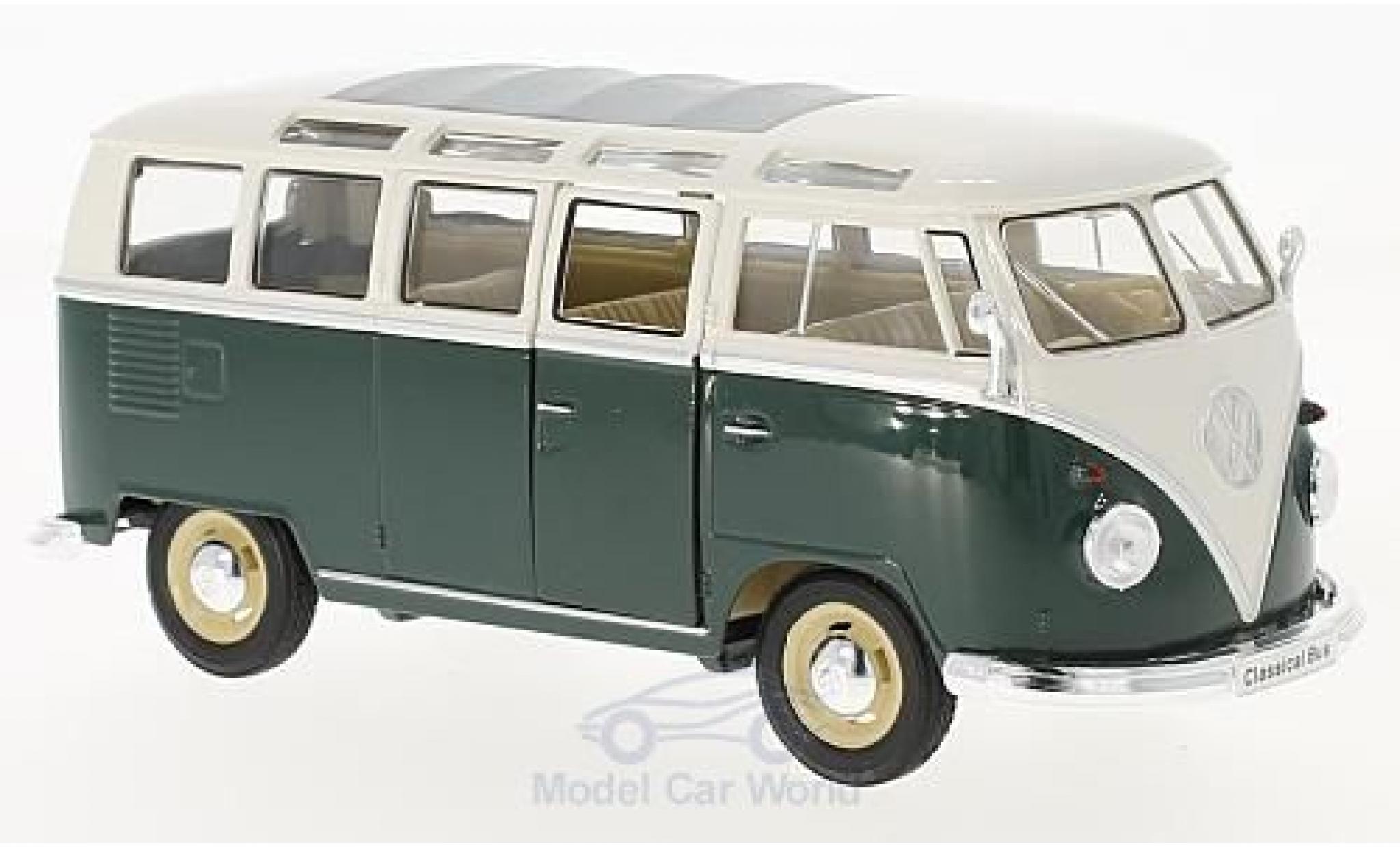 Volkswagen T1 B 1/24 Welly Samba groen/wit 1963 modelauto