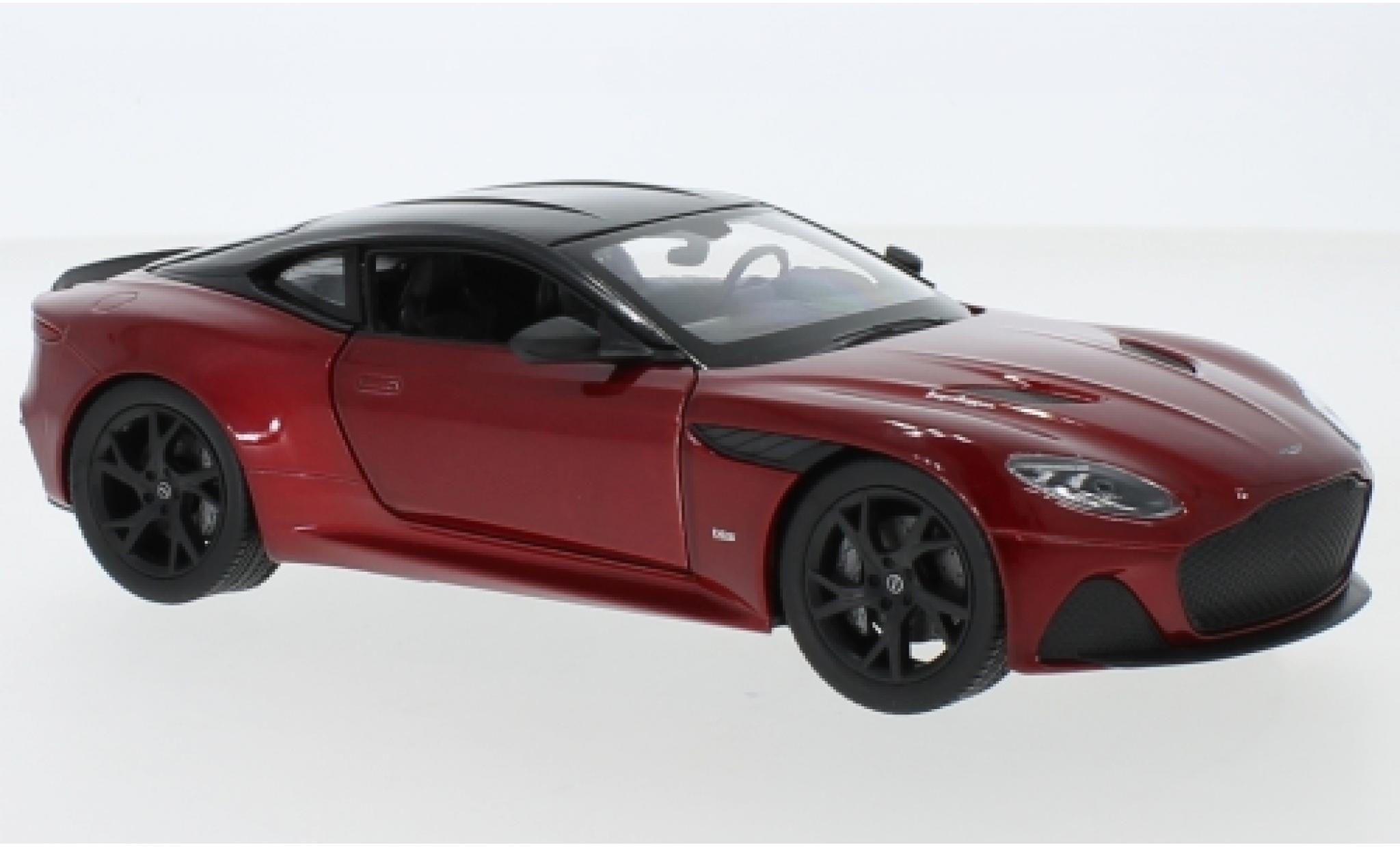 Aston Martin DBS 1/24 Welly Superleggera metallic rood fonc&eacute;/zwart 2018 modelauto