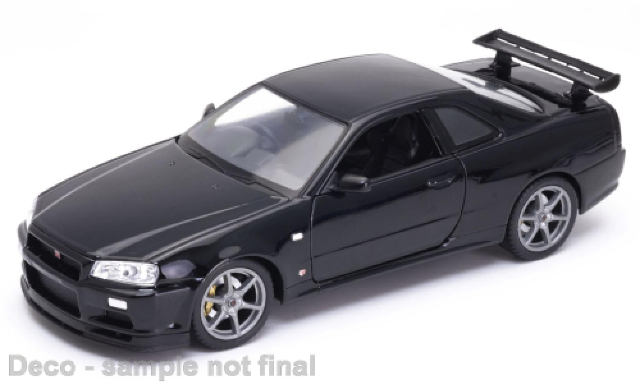 Nissan Skyline 1/24 Welly GT-R R34 zwart modelauto