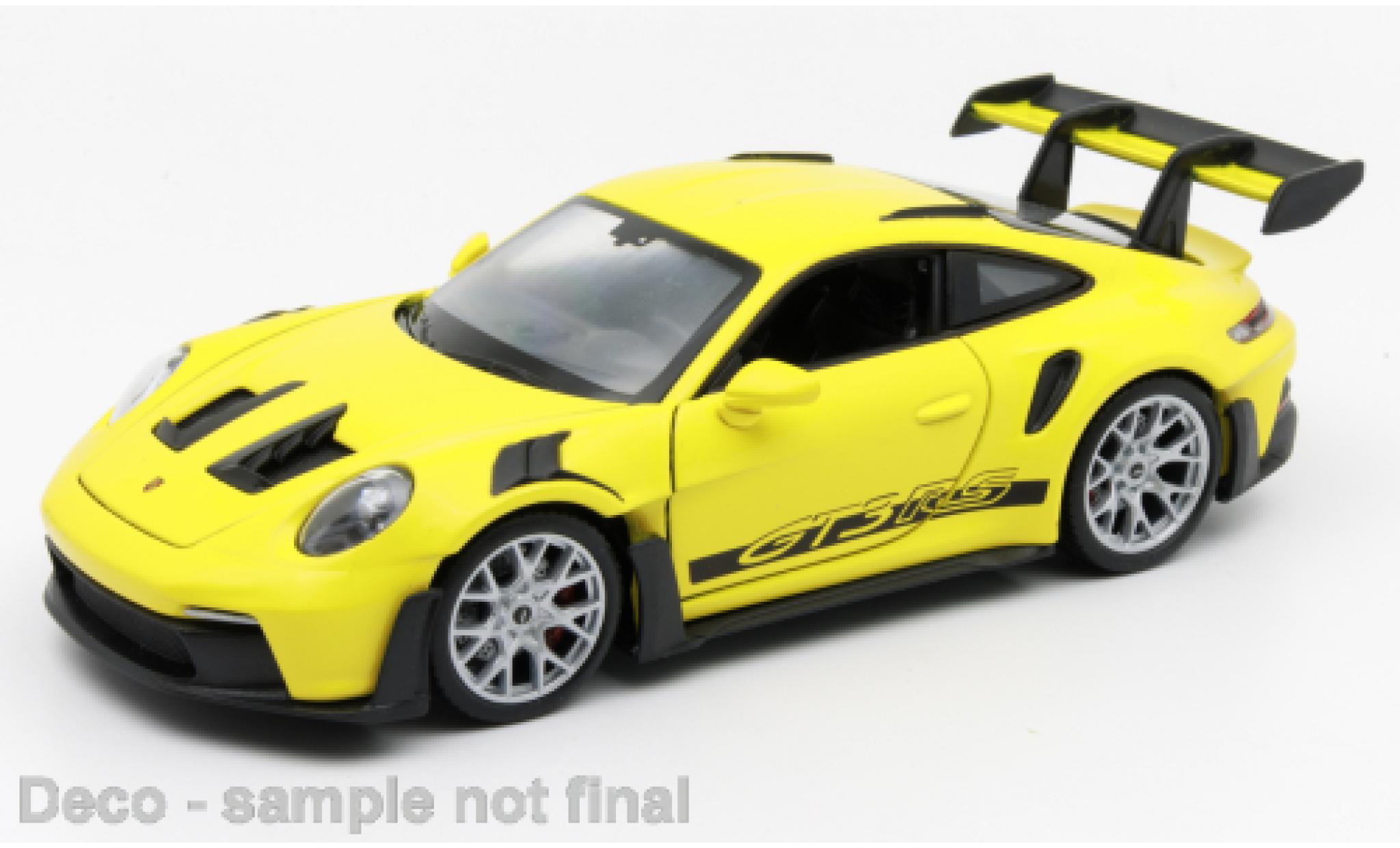 Porsche 992 1/24 Welly 911 GTR RS  geel modelauto