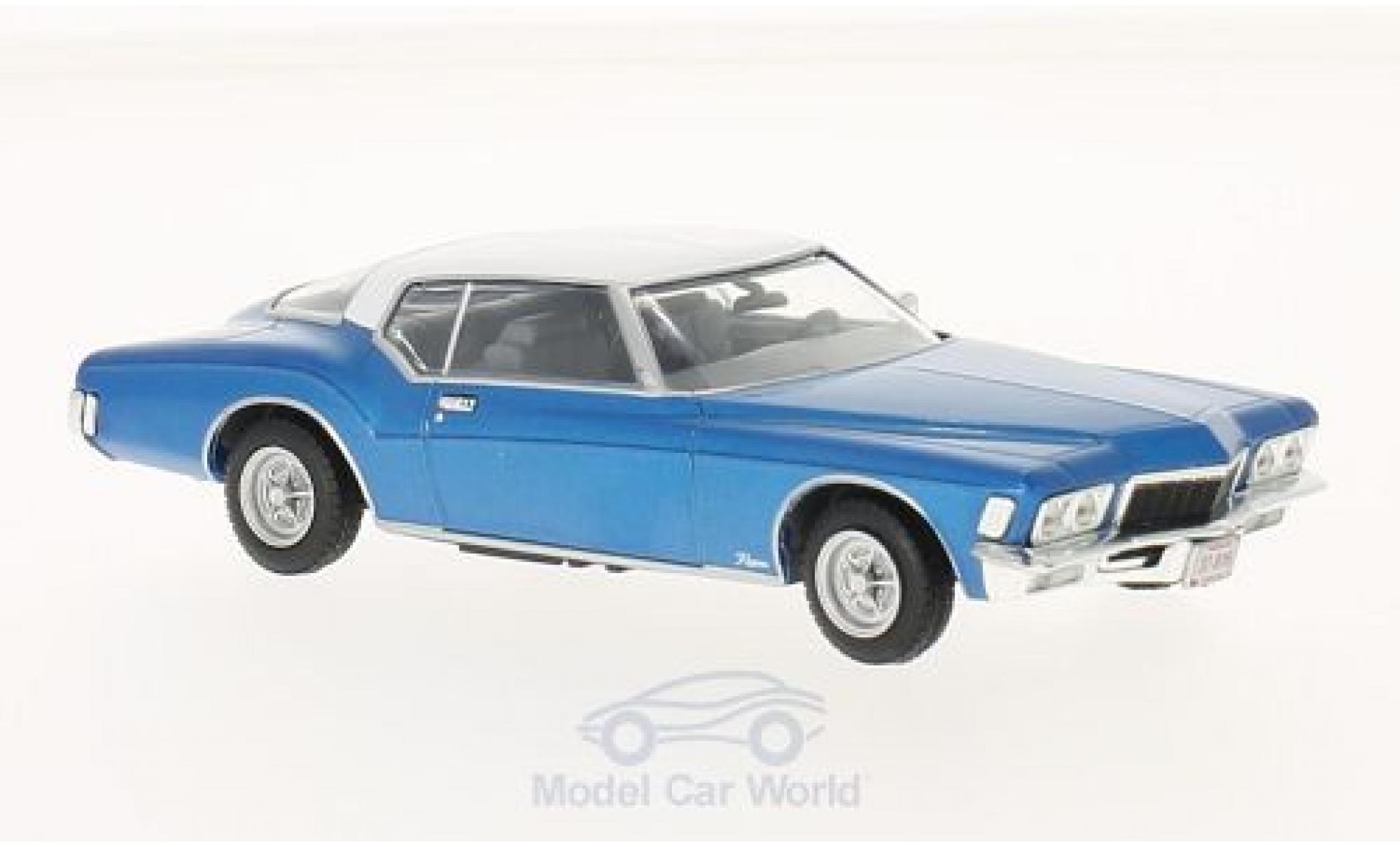 Buick Riviera 1972 1/43 WhiteBox Coupe metallic blauw/wit 1972 modelauto
