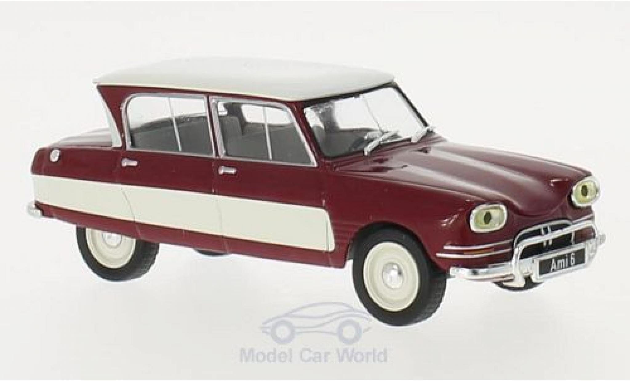 Citroen Ami 6 1/43 WhiteBox AMI 6 rood/wit 1961 modelauto