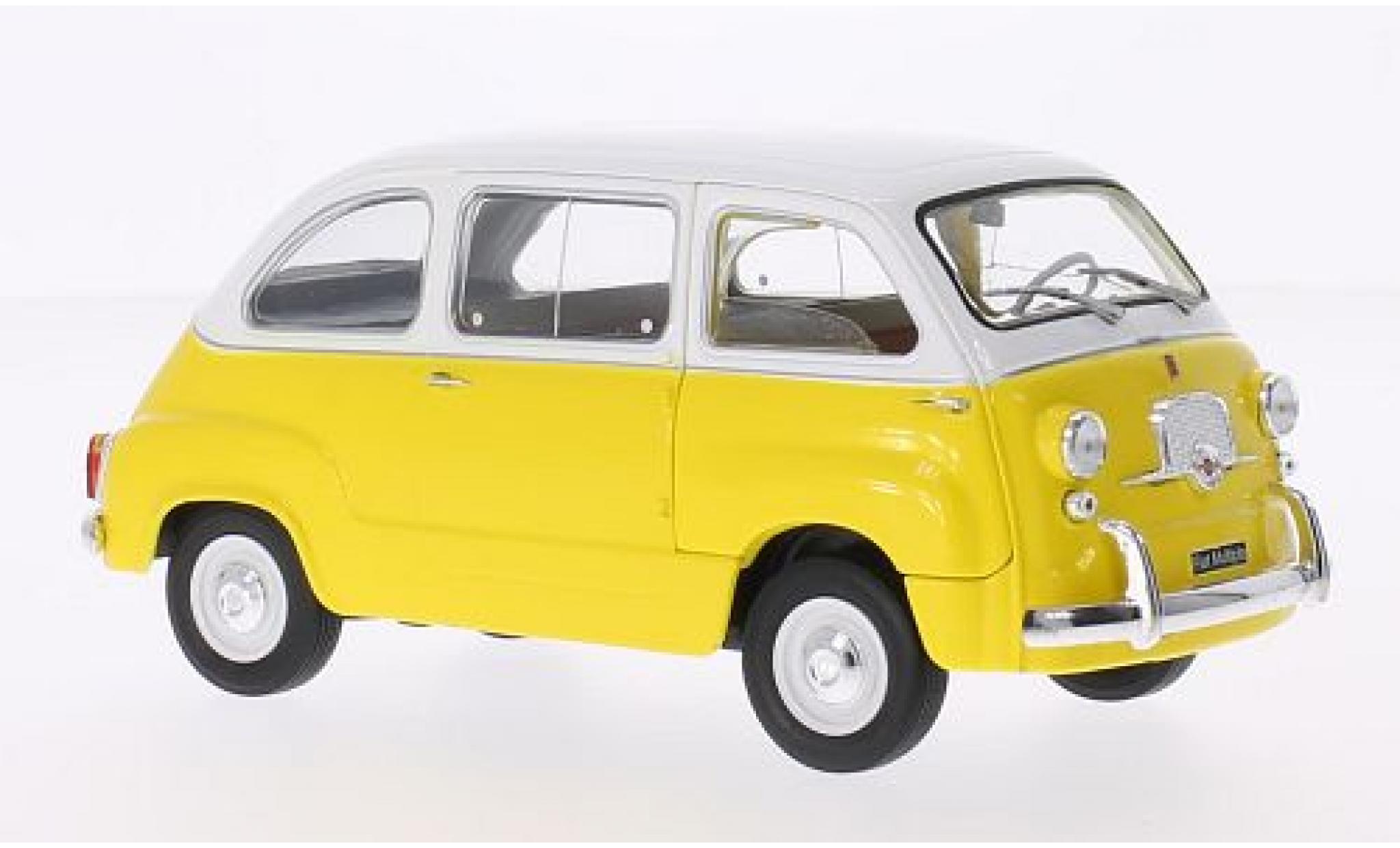 Fiat 600 1/24 WhiteBox Multipla geel/wit 1960 modelauto
