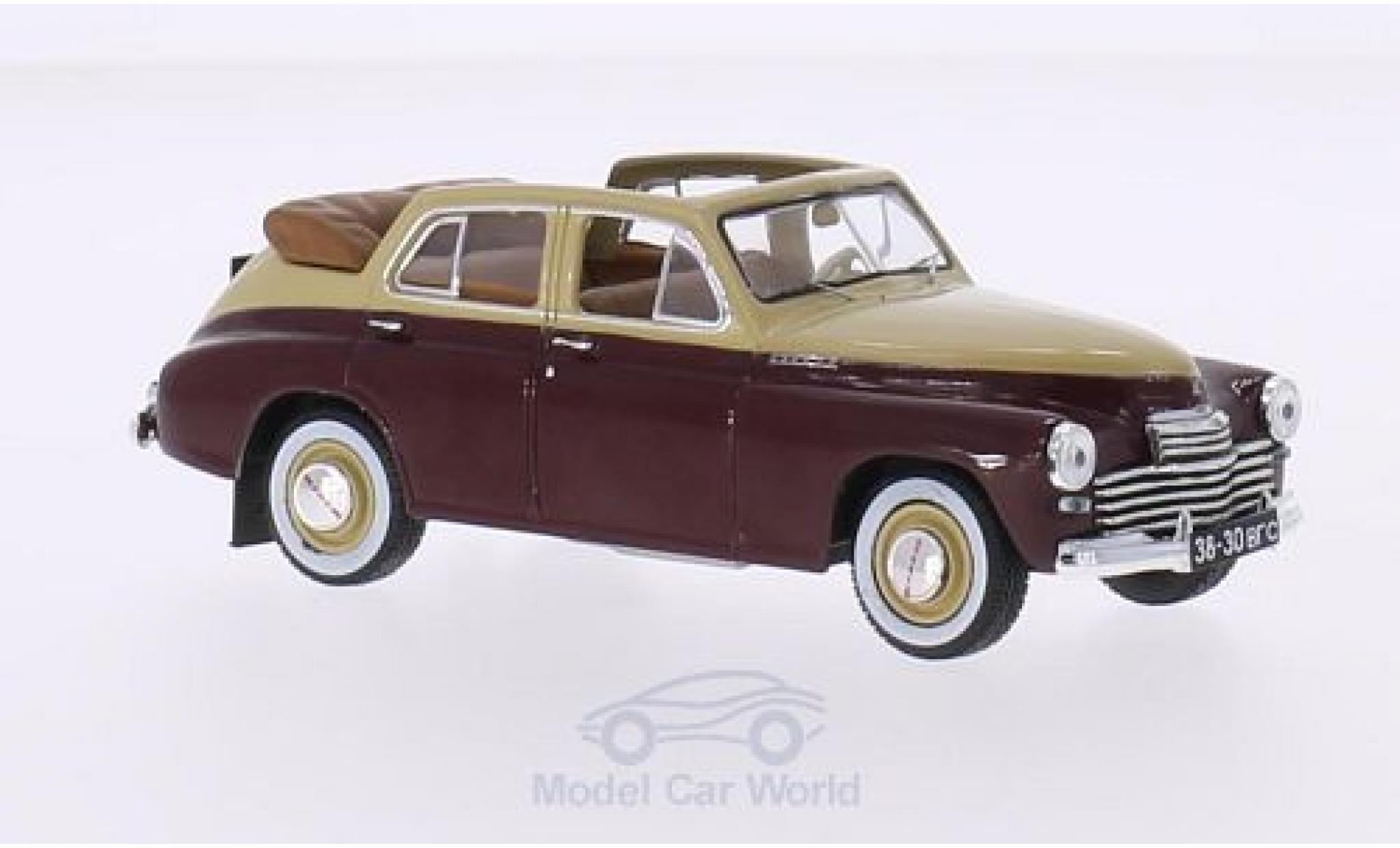 Gaz M20 1/43 WhiteBox GAZ Pobieda Cabriolet beige/rood 1950 modelauto