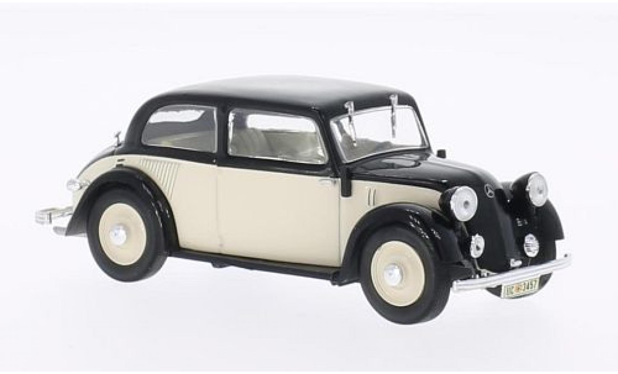 Mercedes 130 1/43 WhiteBox (W23) beige/zwart 1934 modelauto