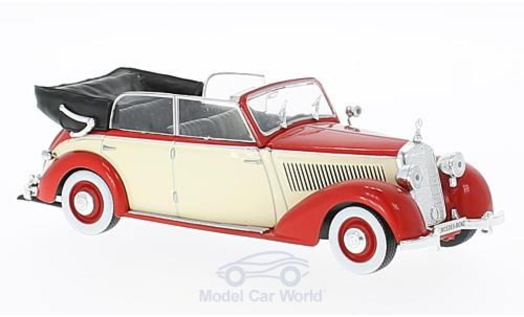 Mercedes 230 1/43 WhiteBox (W153) Cabriolet rood/beige 1939 modelauto