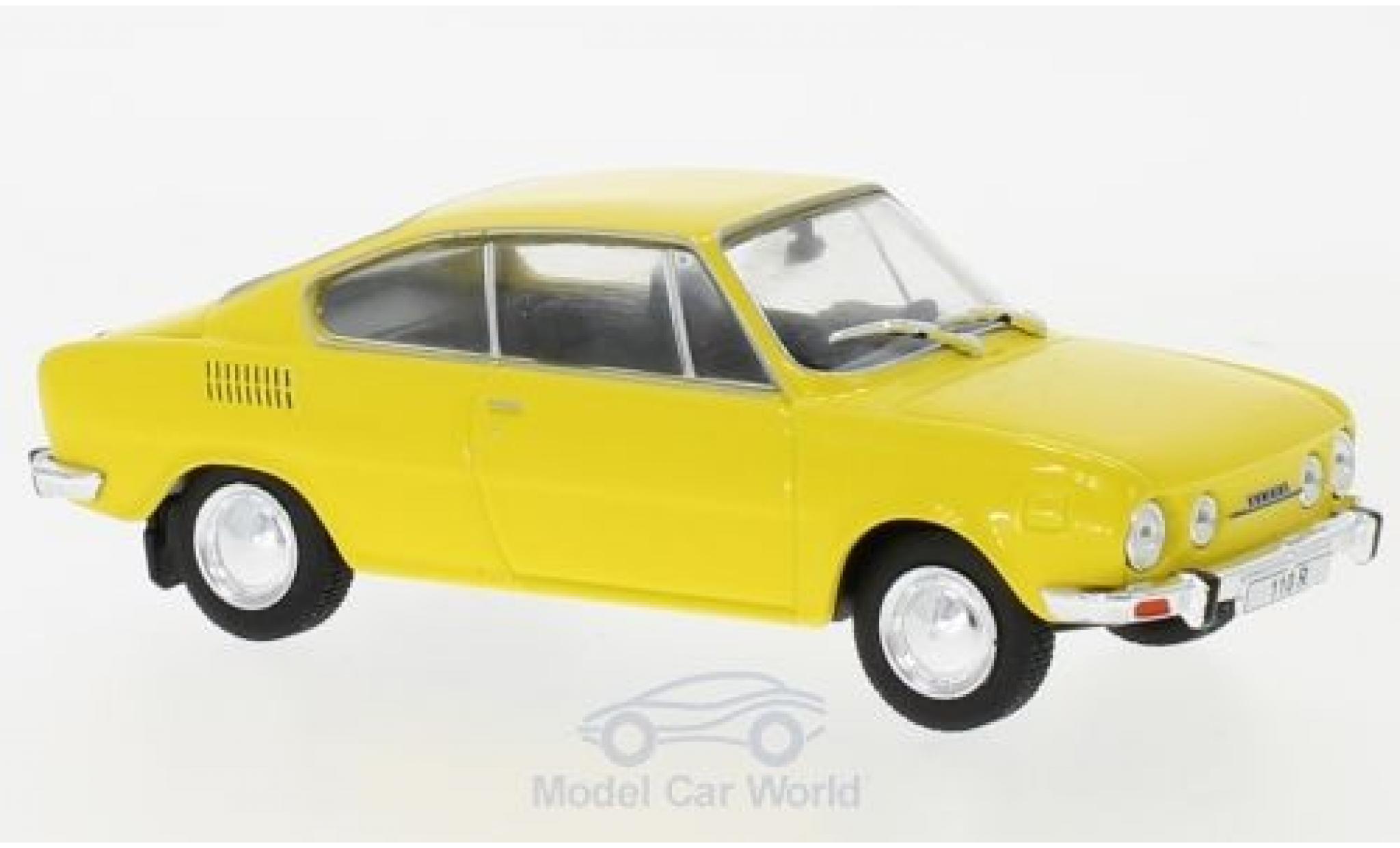 Skoda 110 1/43 WhiteBox R geel 1970 modelauto