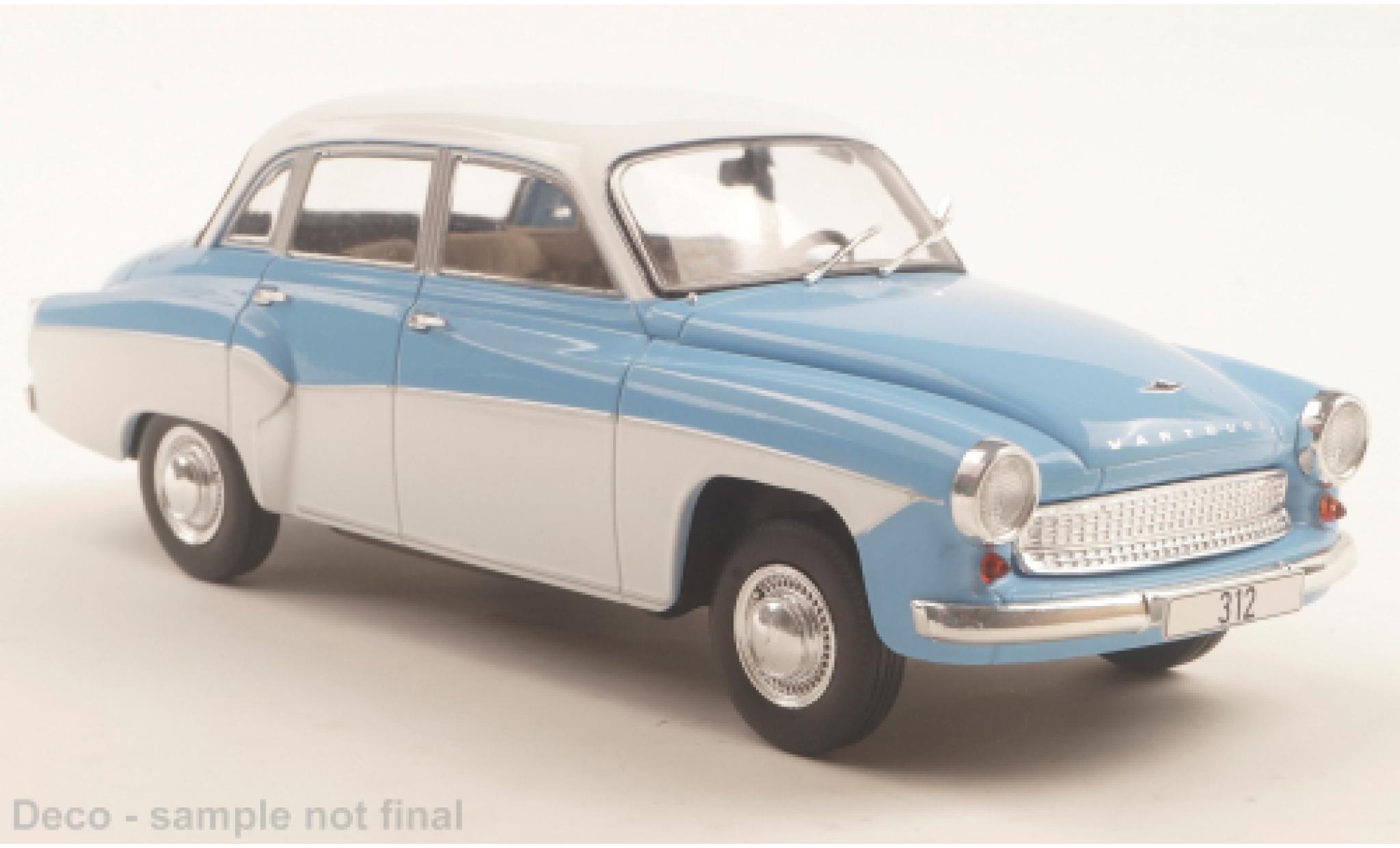 Wartburg 312 1/24 WhiteBox blauw/wit 1965 1:24 modelauto