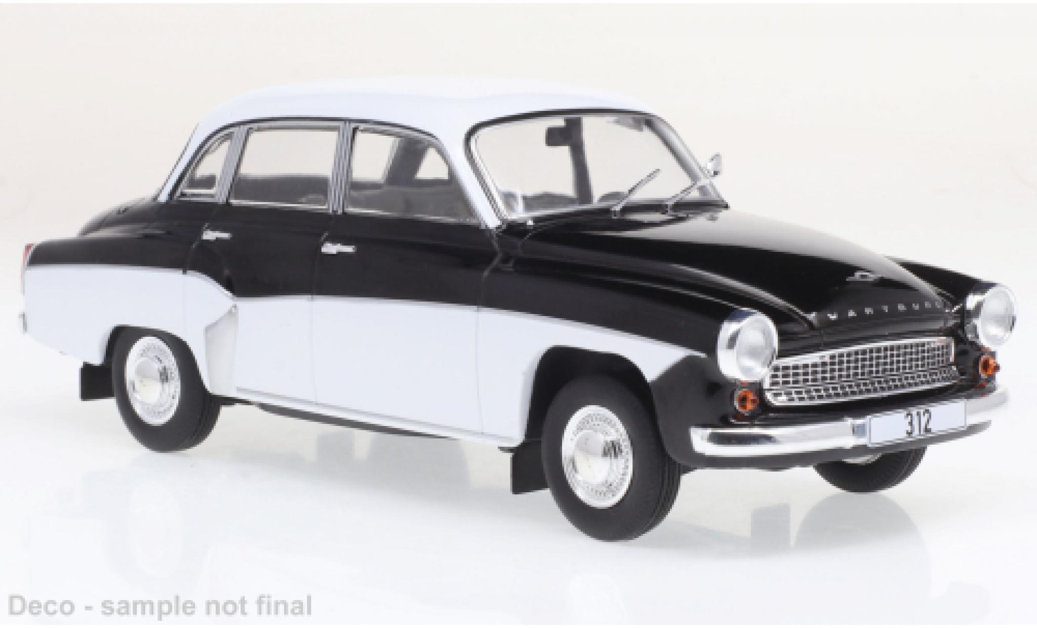 Wartburg 312 1/24 WhiteBox zwart/wit 1974 modelauto