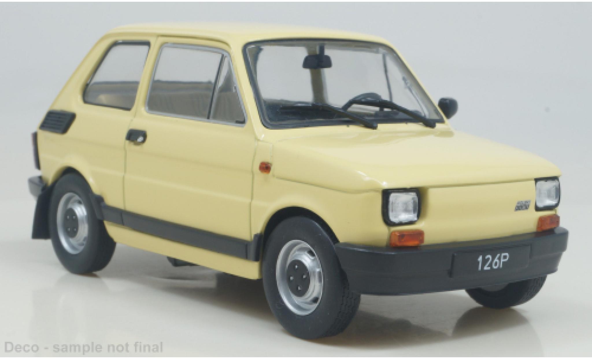 Fiat 126 1/24 WhiteBox p geel clair 1985 modelauto