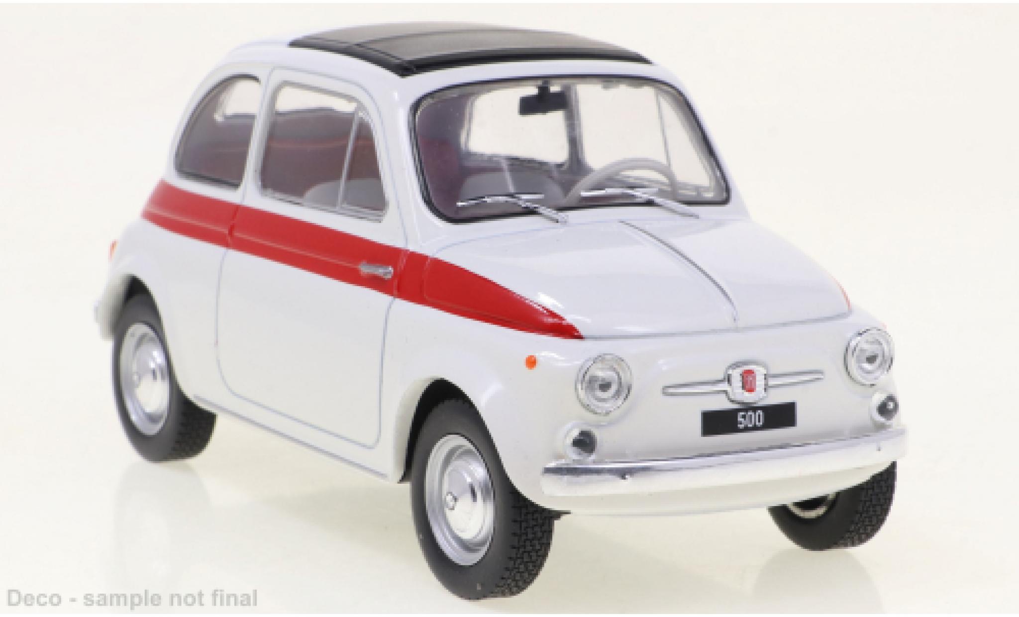 Fiat 500 1/24 WhiteBox wit/rood 1960 modelauto