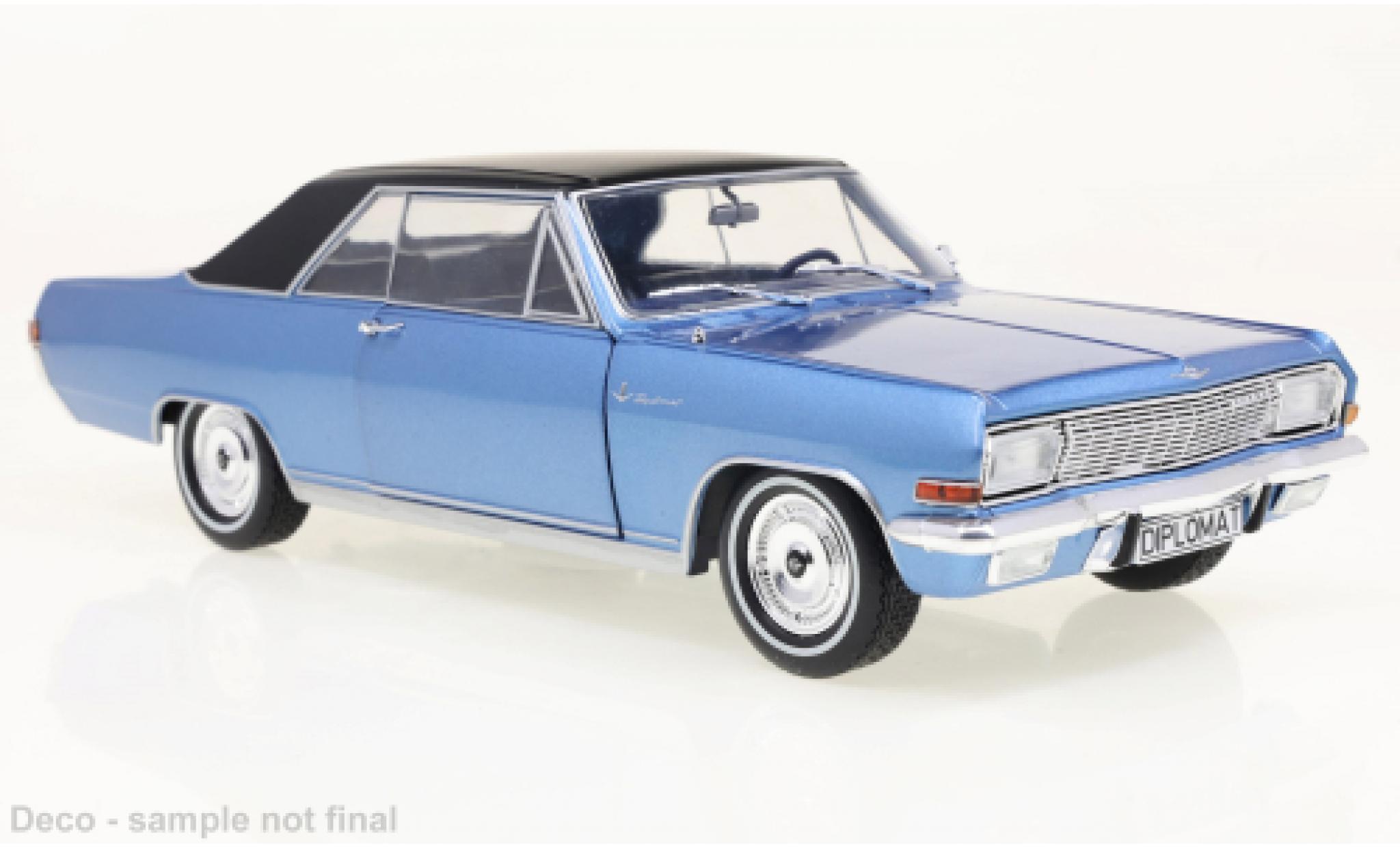 Opel Diplomat 1/24 WhiteBox A V8 Coup&eacute; metallic blauw/zwart 1965 modelauto