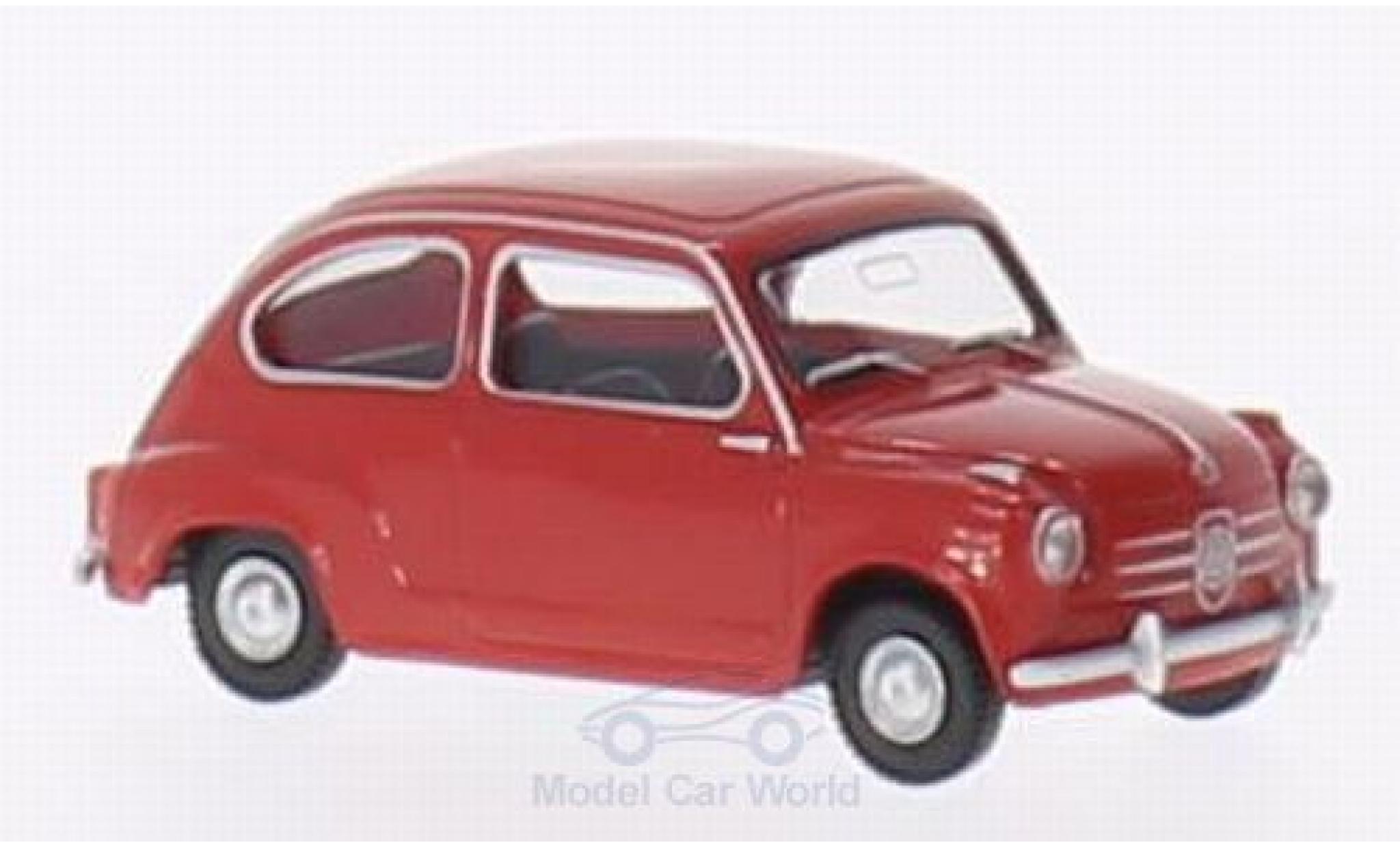 Fiat 600 1/87 Wiking rood modelauto