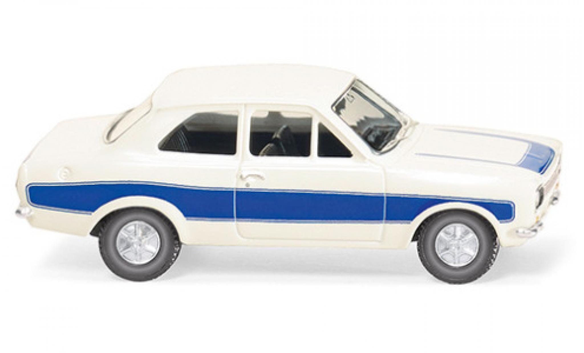Ford Escort 1/87 Wiking MK I wit/blauw modelauto