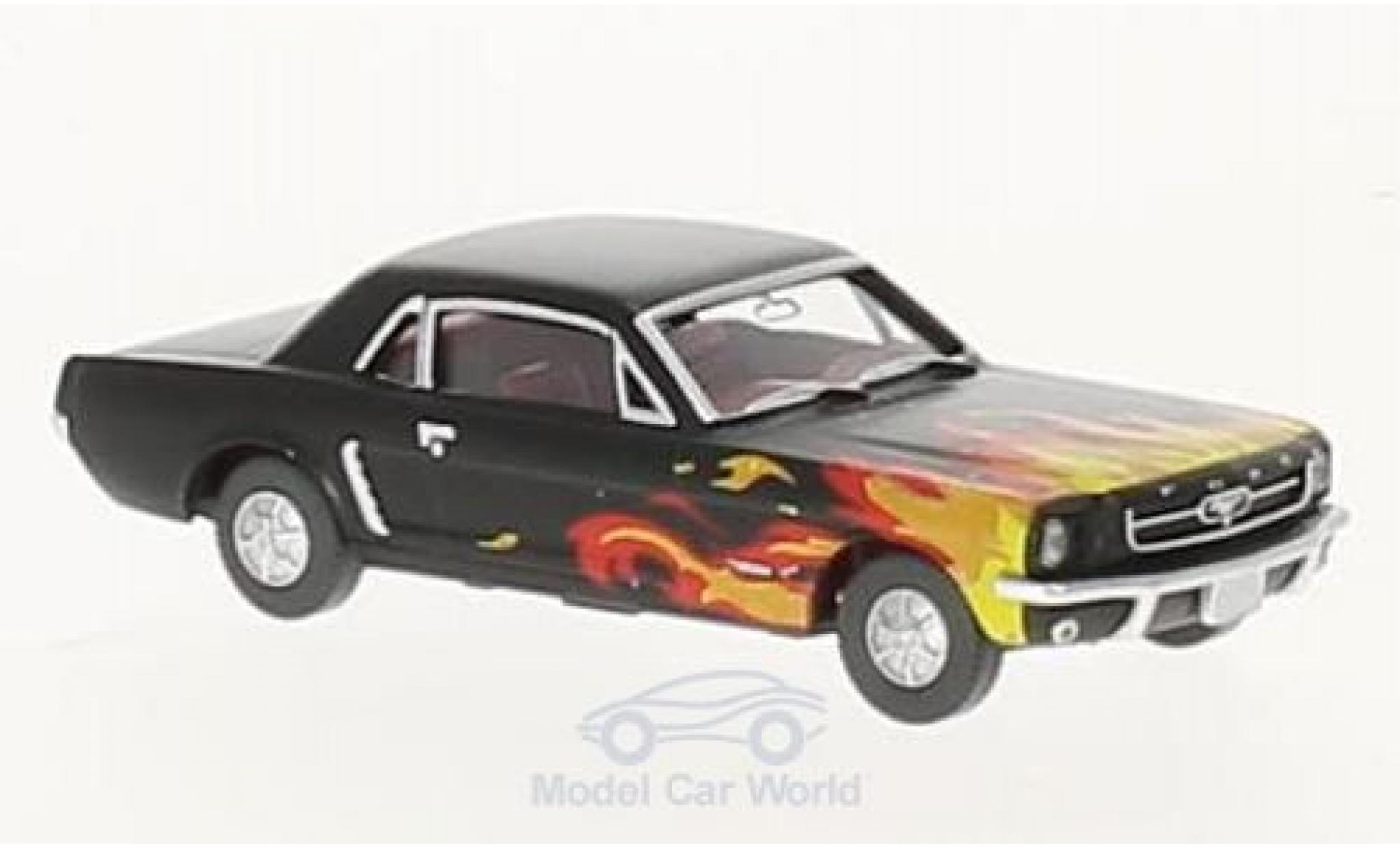 Ford Mustang 1/87 Wiking zwart/Dekor modelauto