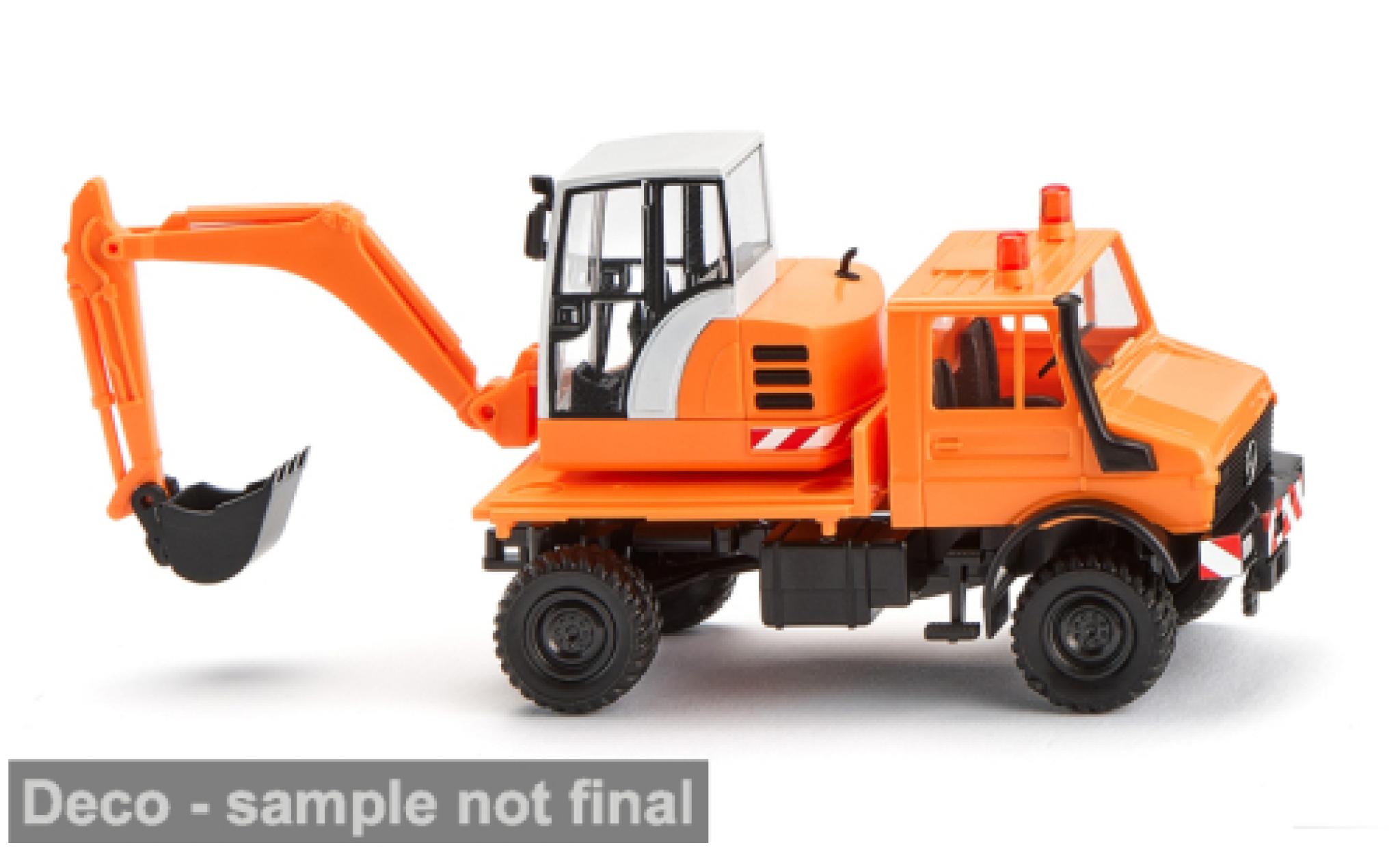 Mercedes Unimog 1/87 Wiking mit Bagger oranje 1975 1:87 modelauto