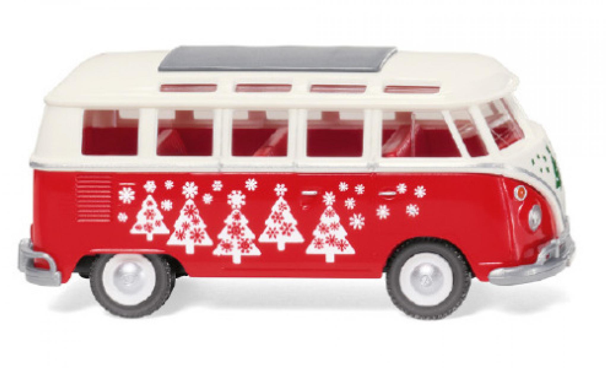 Volkswagen T1 1/87 Wiking Sambabus wit/rood Weihnachtsbulli 1963 modelauto