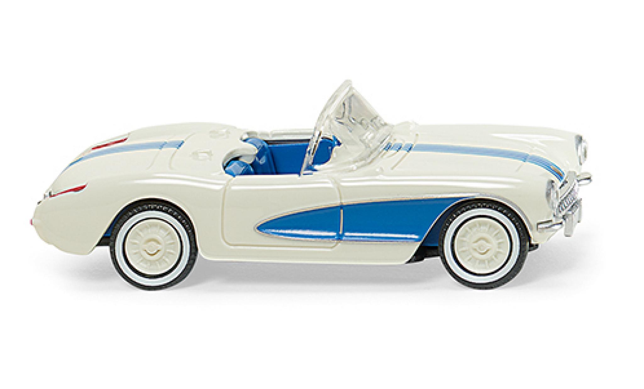 Chevrolet Corvette 1/87 Wiking (C1) Cabriolet wit/blauw 1953 modelauto