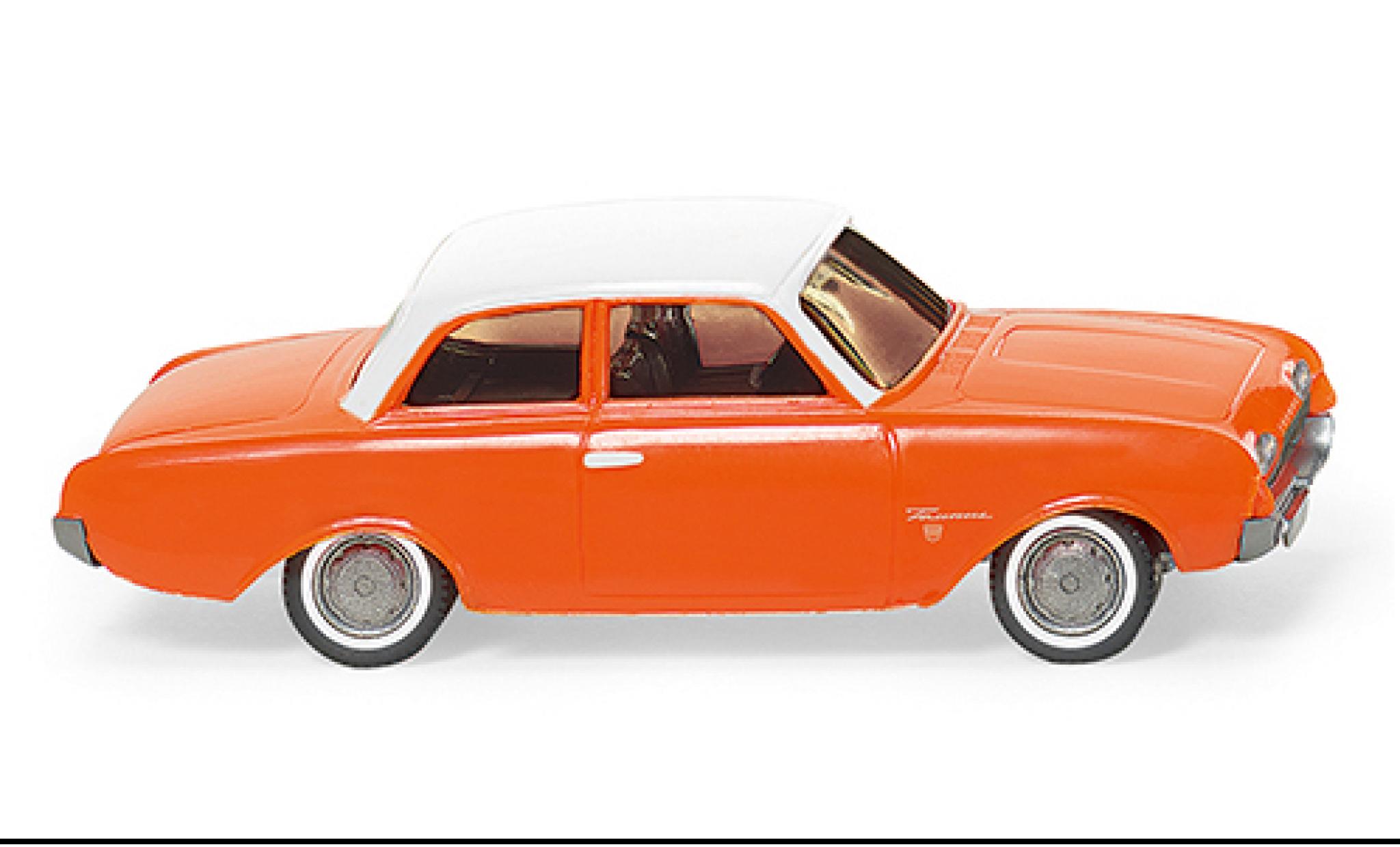 Ford Taunus 1/87 Wiking (P3) 17M oranje/wit 1960 modelauto