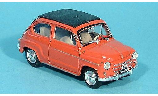 Fiat 600 D 1/43 Brumm rood gesloten 1960 modelauto