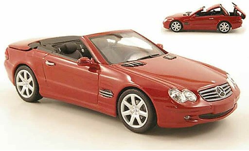 Mercedes Classe SL Base 1/43 Minichamps rood avec funktionsfahigem kap 2001 modelauto