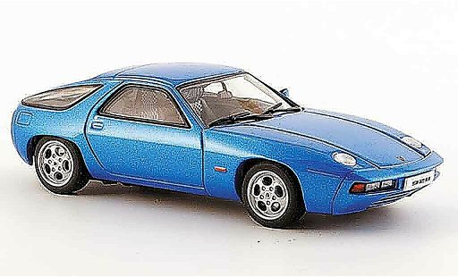 Porsche 928 1977 1/43 Autoart blauw zu offnende Motorhaube modelauto