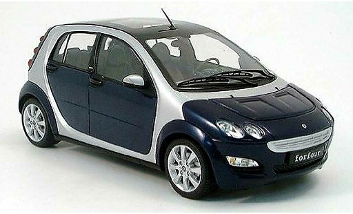 Smart ForFour Base 1/18 Kyosho blauw/grijs metallic 2004 modelauto