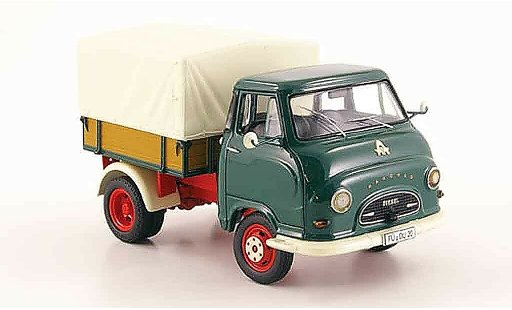 Hanomag Kurier Pritsche 1/43 Schuco groen Enser laadbak Plane modelauto
