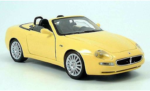 Maserati GT Spyder Base 1/18 Burago geel 2003 modelauto