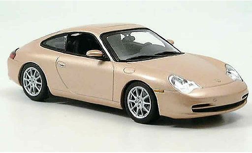 Porsche 911 Carrera 1/43 Minichamps grijs metallic beige 2001 modelauto