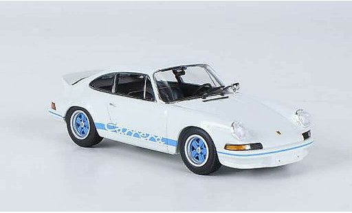 Porsche 911 Carrera 1/43 Minichamps 27 wit avec blauwn strepen 1972 modelauto