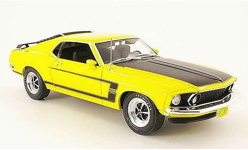 Ford Mustang Boss 302 1/18 Highway 61 geel/matzwart modelauto